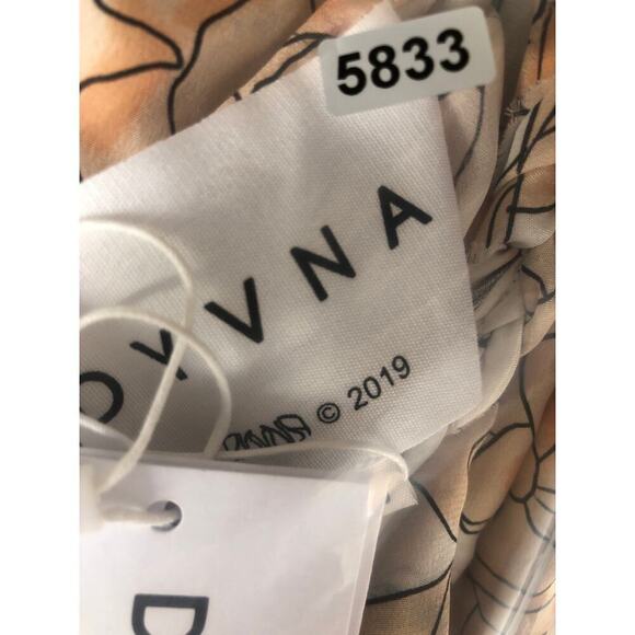 DYVNA Floral Silk Minidress In Peach Floral Overlay Braided Trim NWT 10 - Picture 8 of 8